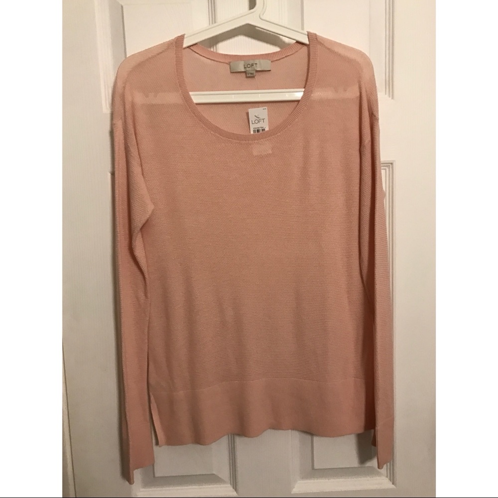 LOFT • S • Scoopneck Long Sleeve Blush Pink Lightweight Sweater